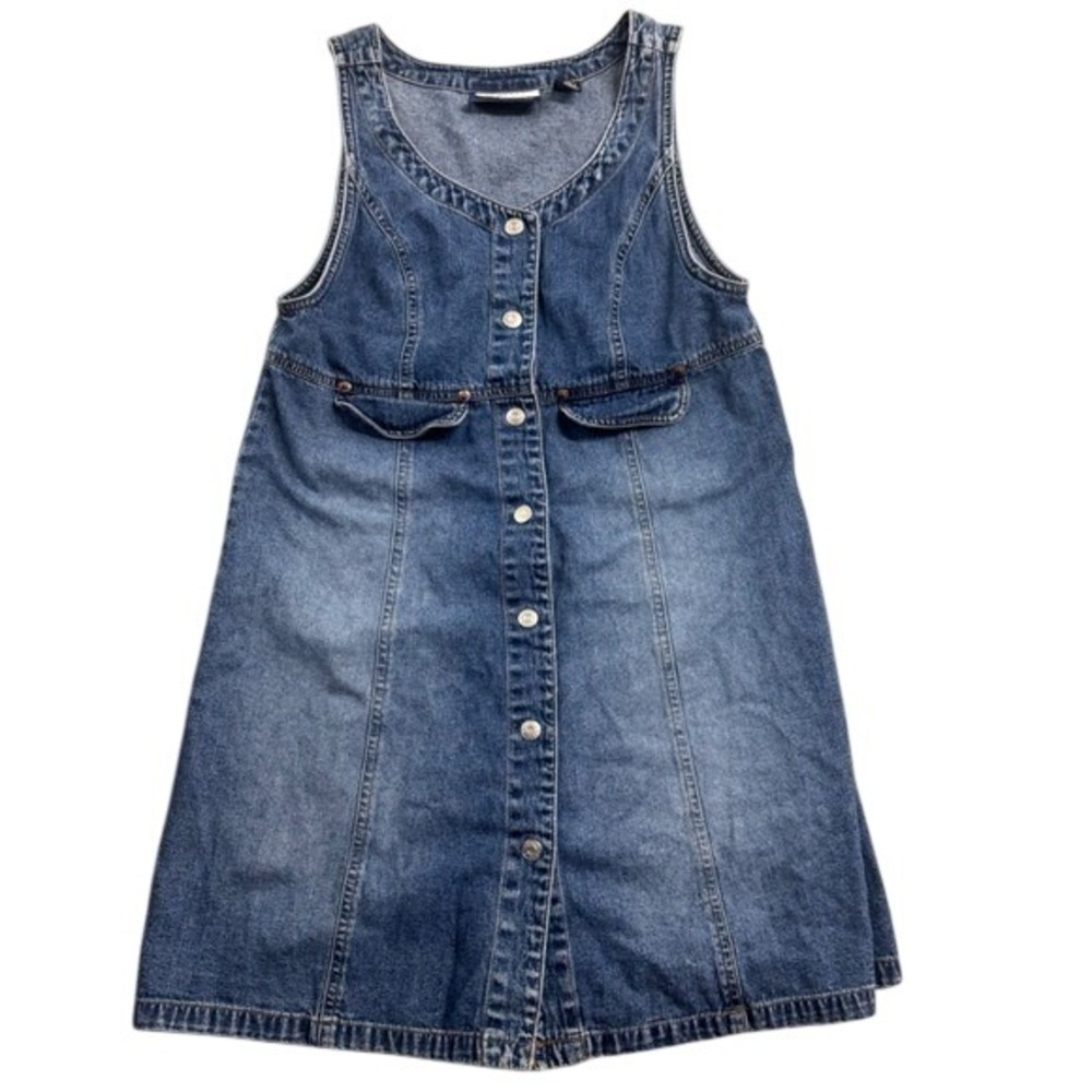 Express Bleus VTG Denim Tank Overall Jumper Mini Dress S/XS Retro Western Y2k‎